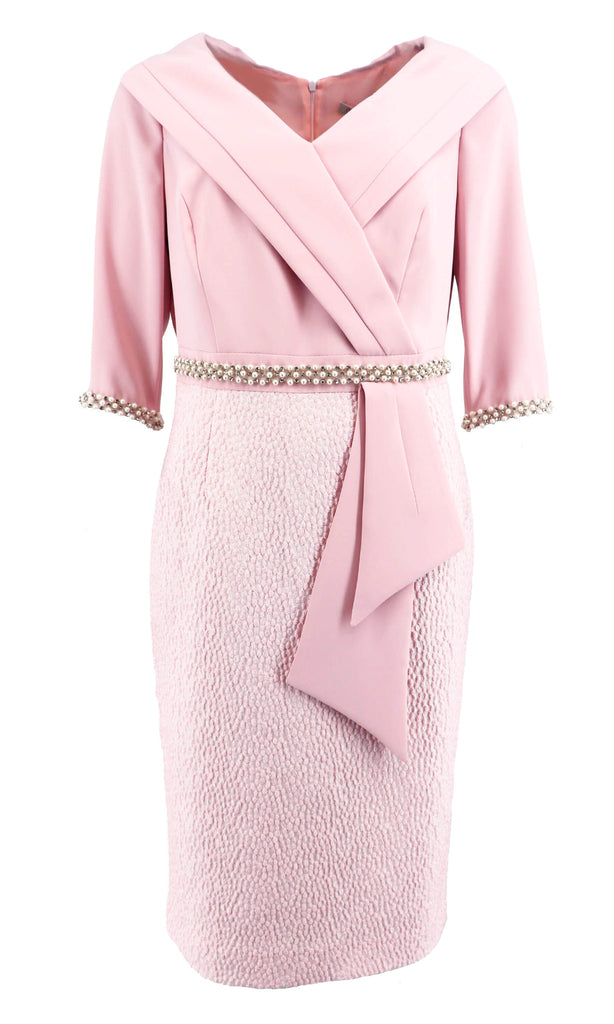 Carmen Melero 6361-3-4117 Pink Occasion Dress With Faux Pearls - Fab Frocks
