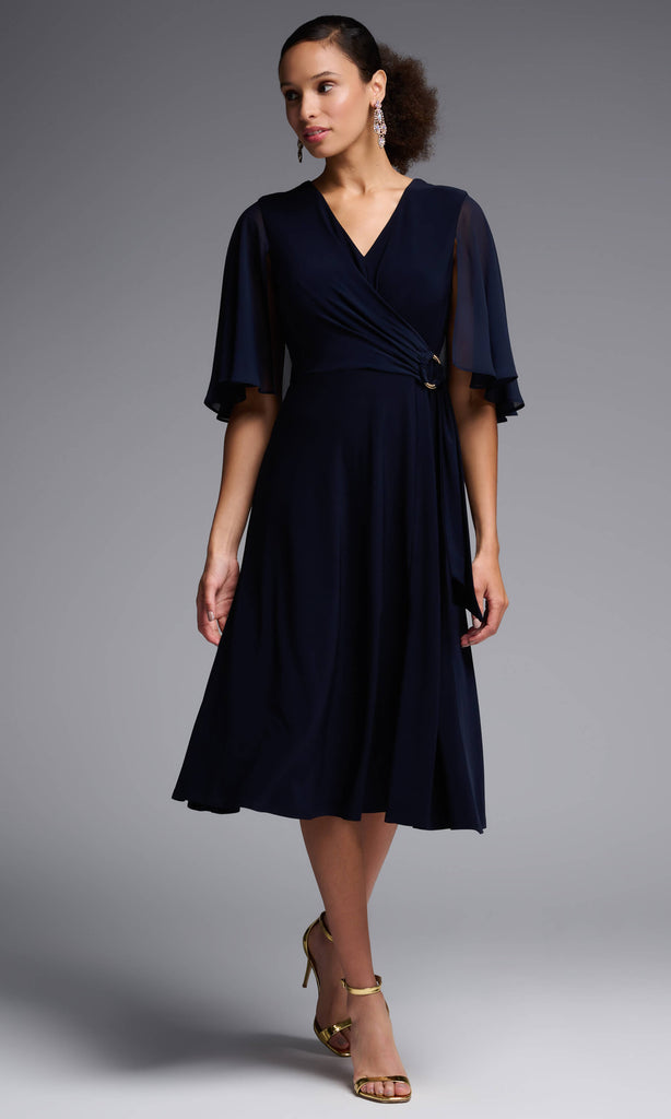 Joseph Ribkoff 231757 Navy Blue Occasion Dress With Sleeves - Fab Frocks