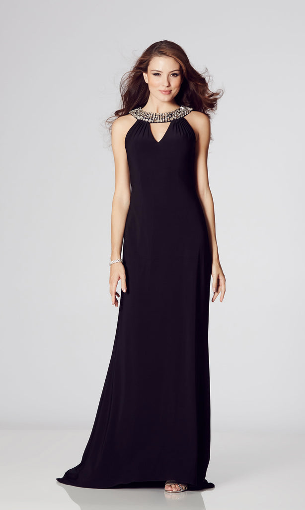 Atlanta* Black Tiffanys Crystal Neck Evening Prom Dress - Fab Frocks