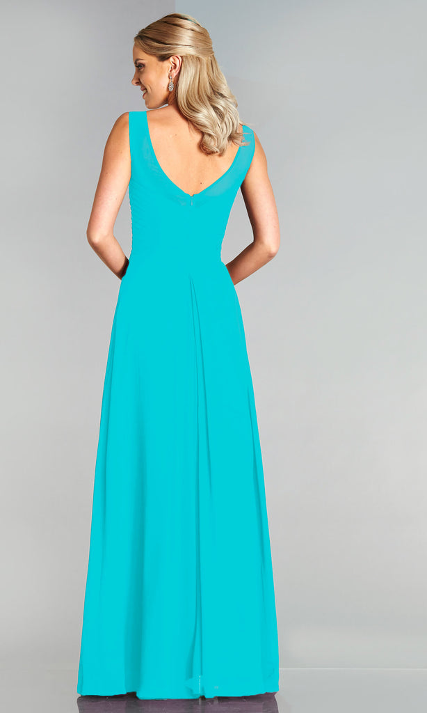 Melody* Turquoise Tiffanys High Neck Plain Prom Dress - Fab Frocks