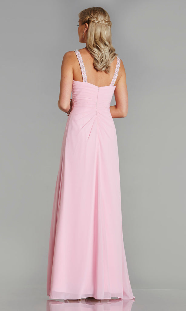 Tiffanys Tia Pale Pink A-Line Chiffon Prom Dress - Fab Frocks