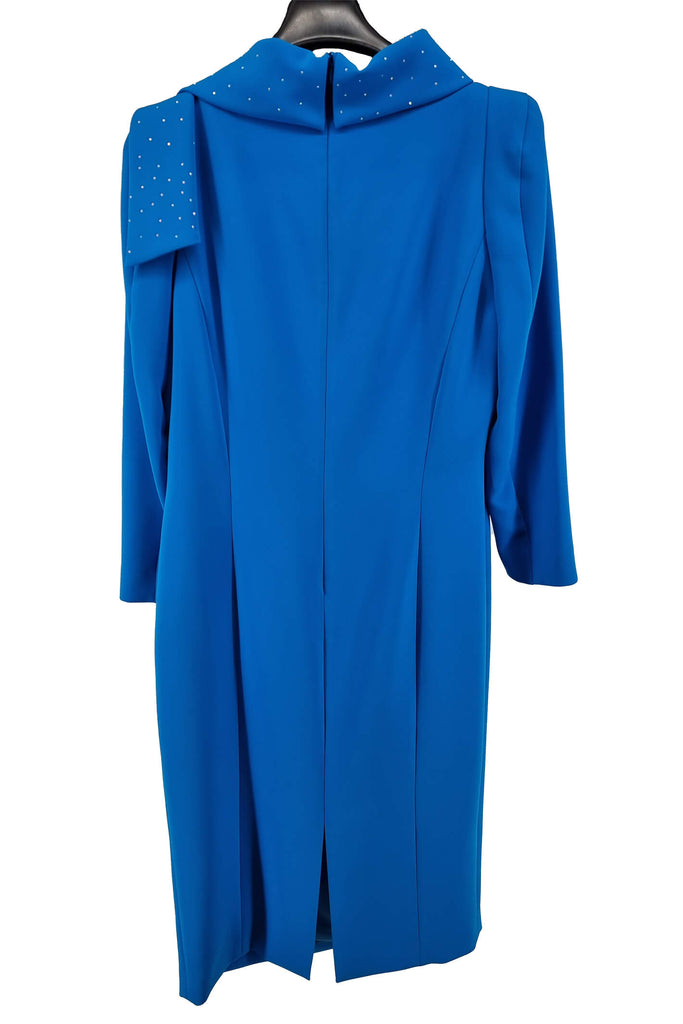 Claudia C Barbados Blue Occasion Dress With Sleeves - Fab Frocks