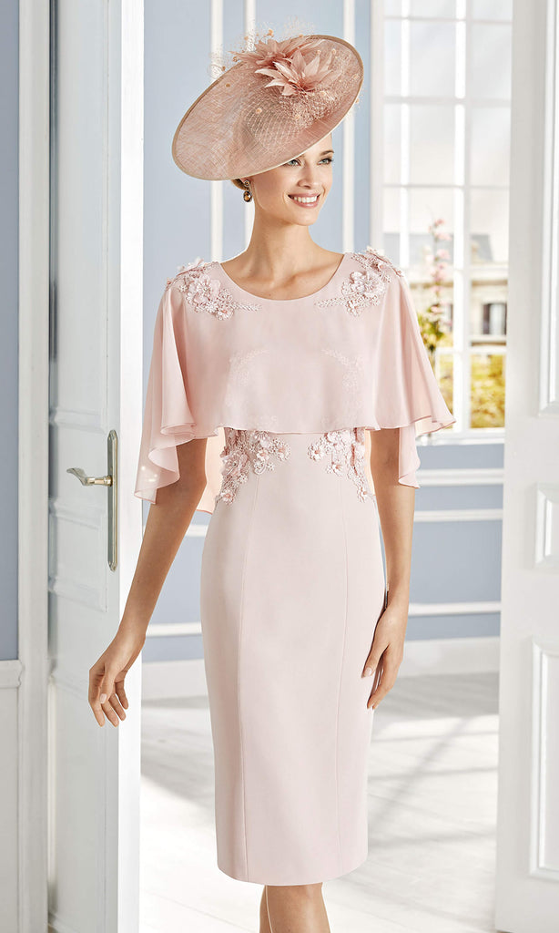 4G160 Pink Couture Club Occasion Dress With Cape - Fab Frocks