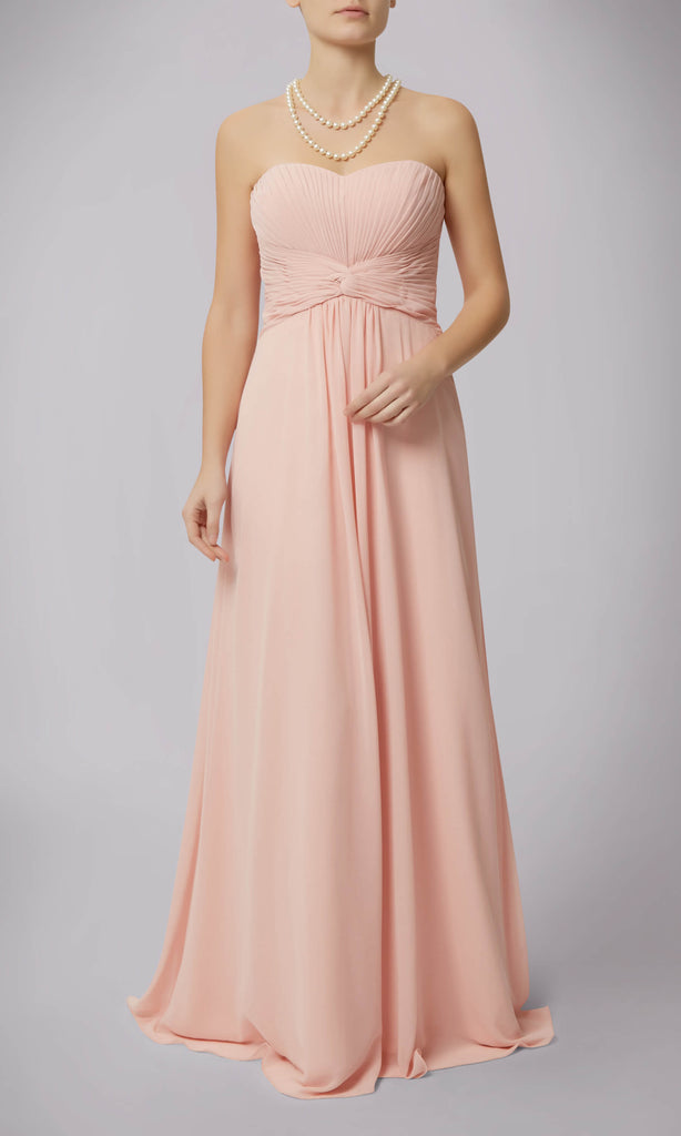 MC181090G Peach Mascara Strapless Chiffon Evening Dress - Fab Frocks