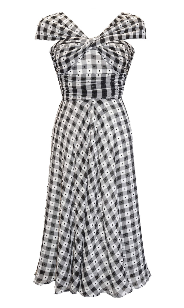 Arggido 45616 Black White Gingham Summer Dress - Fab Frocks