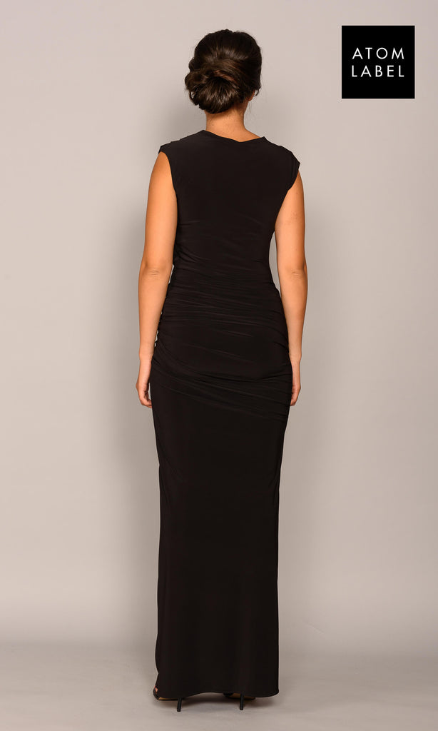 Aluminium Black Atom Label Jersey Evening Dress - Fab Frocks