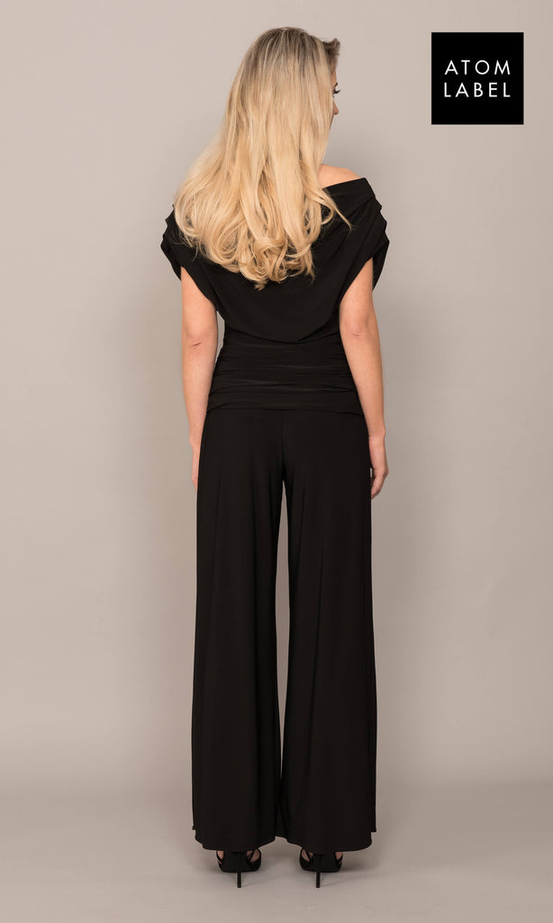 Atom Label Carbon Black Jersey Jumpsuit - Fab Frocks