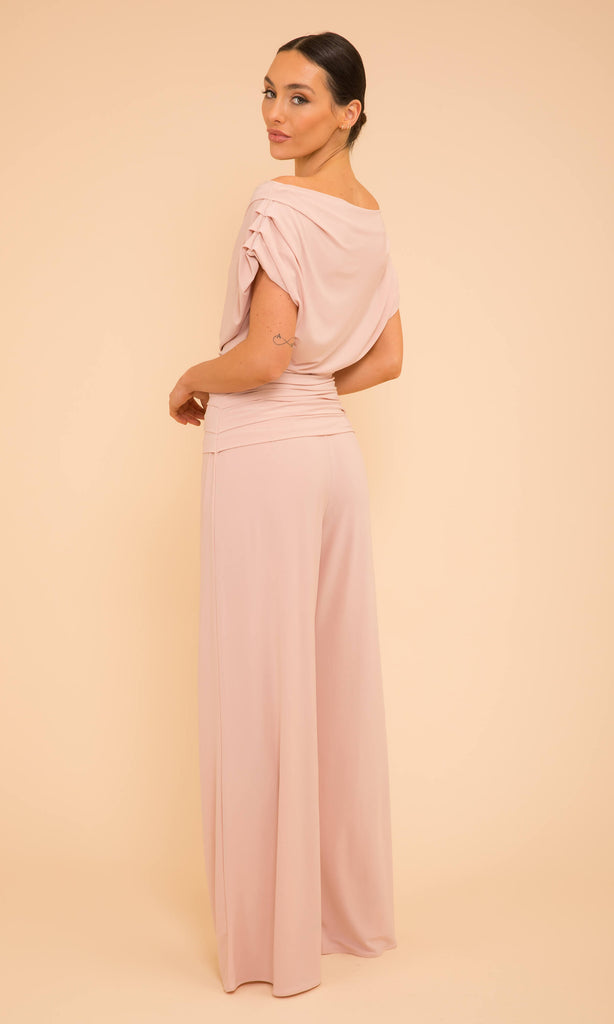 Atom Label Carbon Blush Pink Jersey Jumpsuit - Fab Frocks