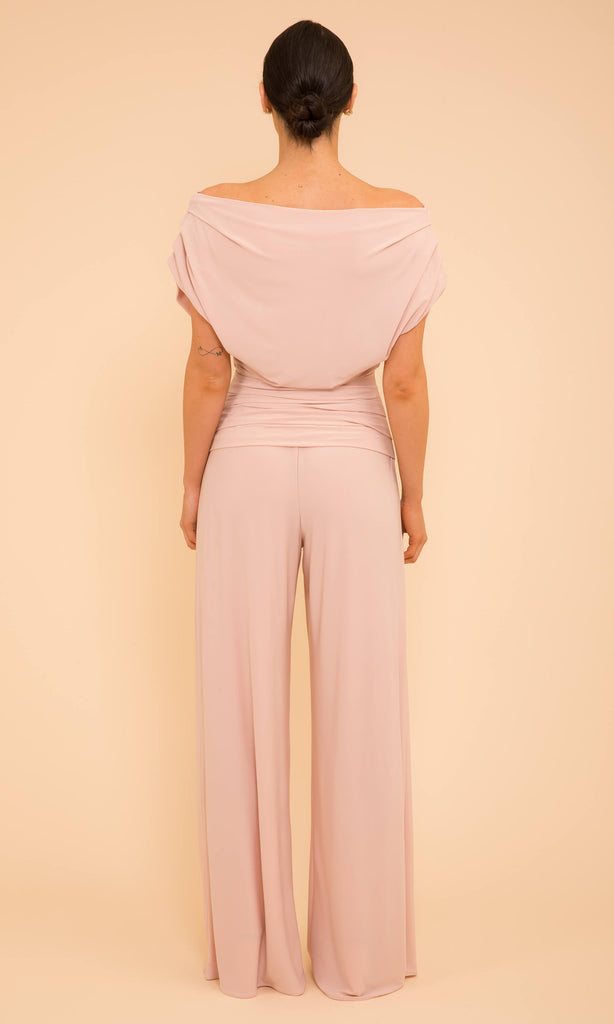 Atom Label Carbon Blush Pink Jersey Jumpsuit - Fab Frocks