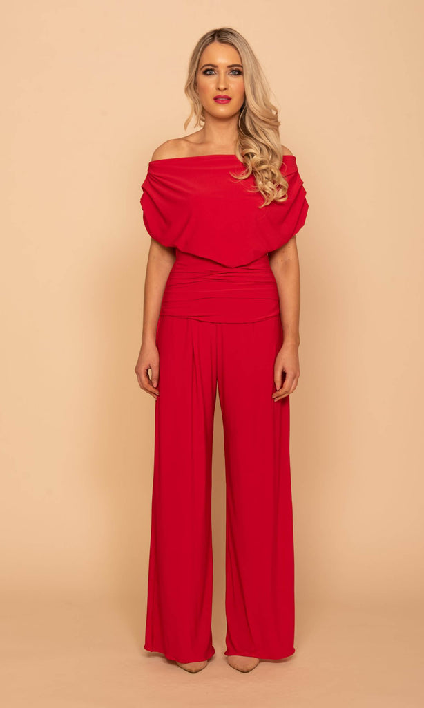Atom Label Carbon Red Jersey Jumpsuit - Fab Frocks