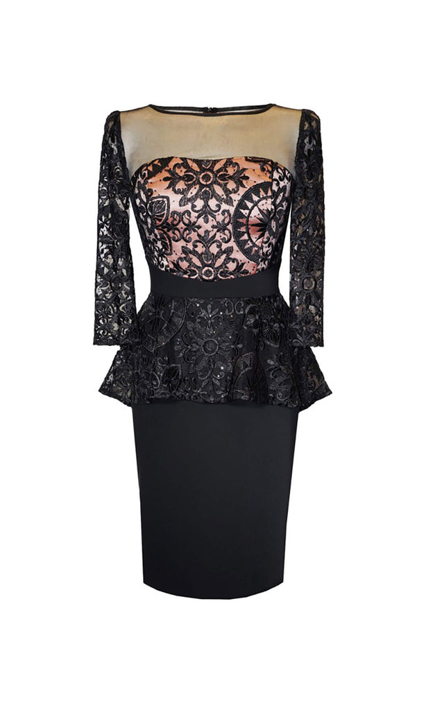94725 Black Rose Carla Ruiz Peplum Occasion Dress - Fab Frocks
