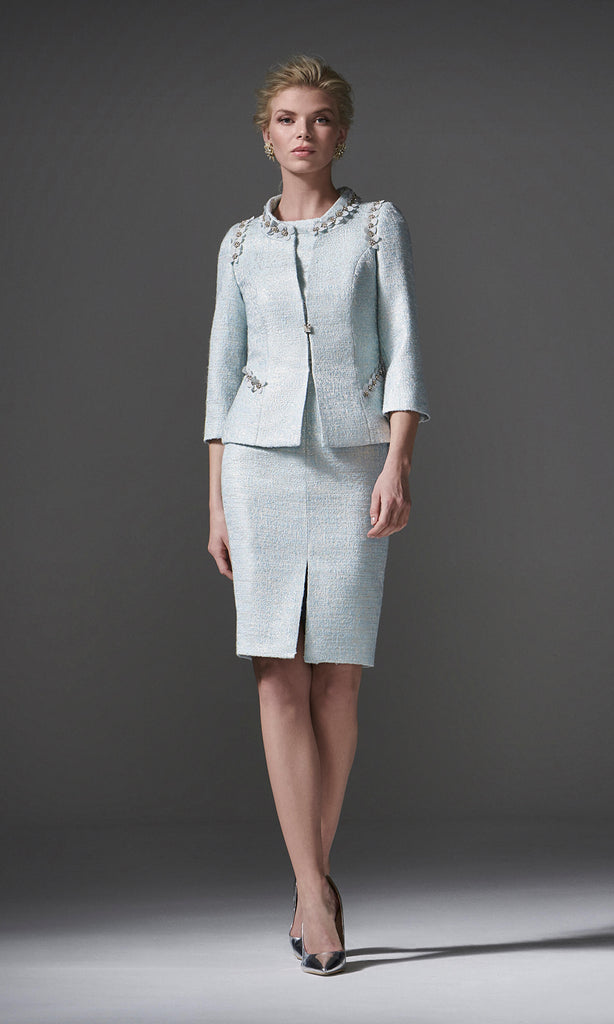 96088 Mint Green Carla Ruiz Tweed Inspired Dress & Jacket - Fab Frocks