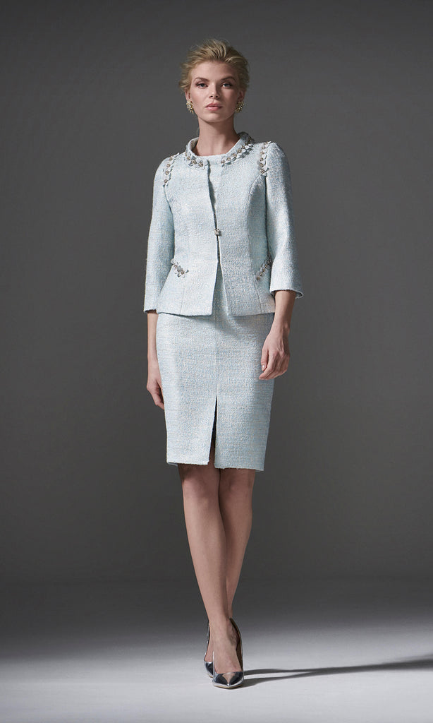 96088 Mint Green Carla Ruiz Tweed Inspired Dress & Jacket - Fab Frocks
