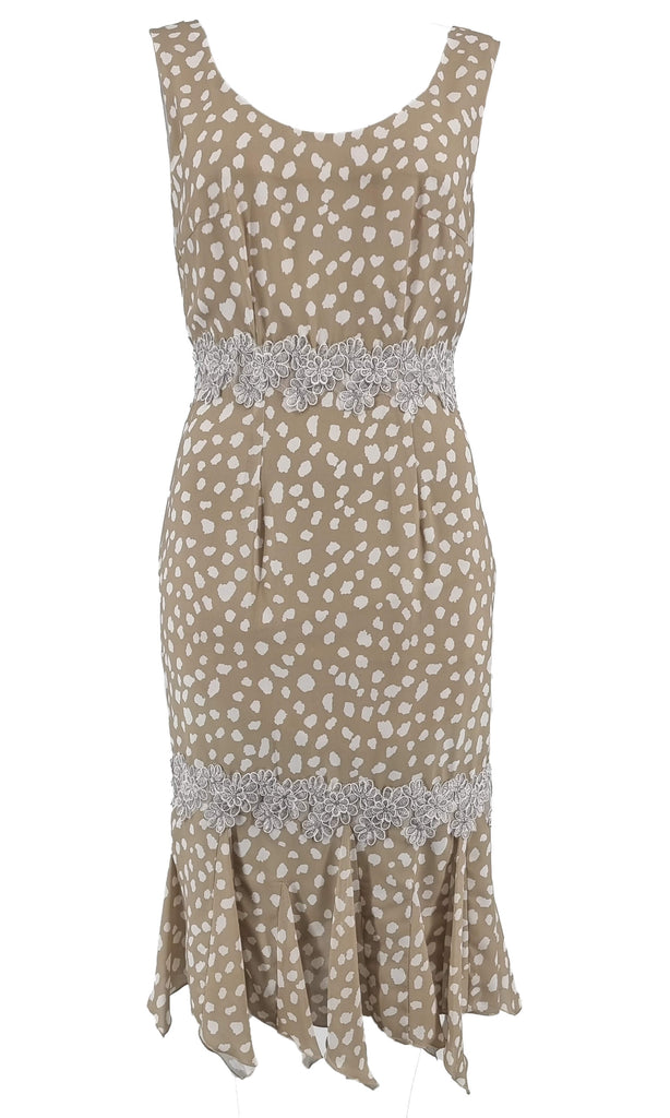 Carmen Melero 9054-4-4339 Taupe Polka Chiffon Dress & Jacket - Fab Frocks