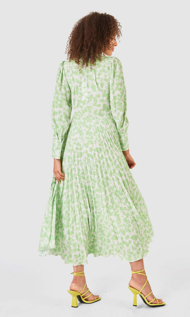 Closet London D7635 Lime Green Pleated Midi Shirt Dress - Fab Frocks