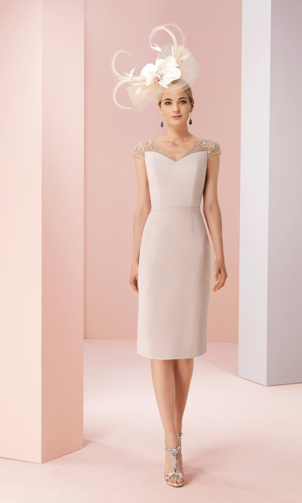 2G264 Nude Couture Club Dress With Lace Frock Coat - Fab Frocks