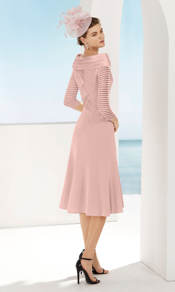 Couture Club 3G184 Pink Ribbed Bodice Satin Skirt Occasion Dress - Fab Frocks