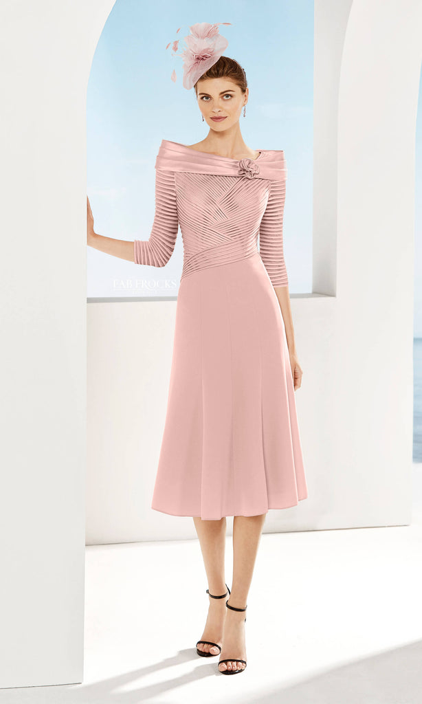 Couture Club 3G184 Pink Ribbed Bodice Satin Skirt Occasion Dress - Fab Frocks