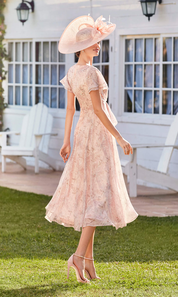 Couture Club 5G108 Shell Pink Floaty Chiffon Occasion Dress - Fab Frocks