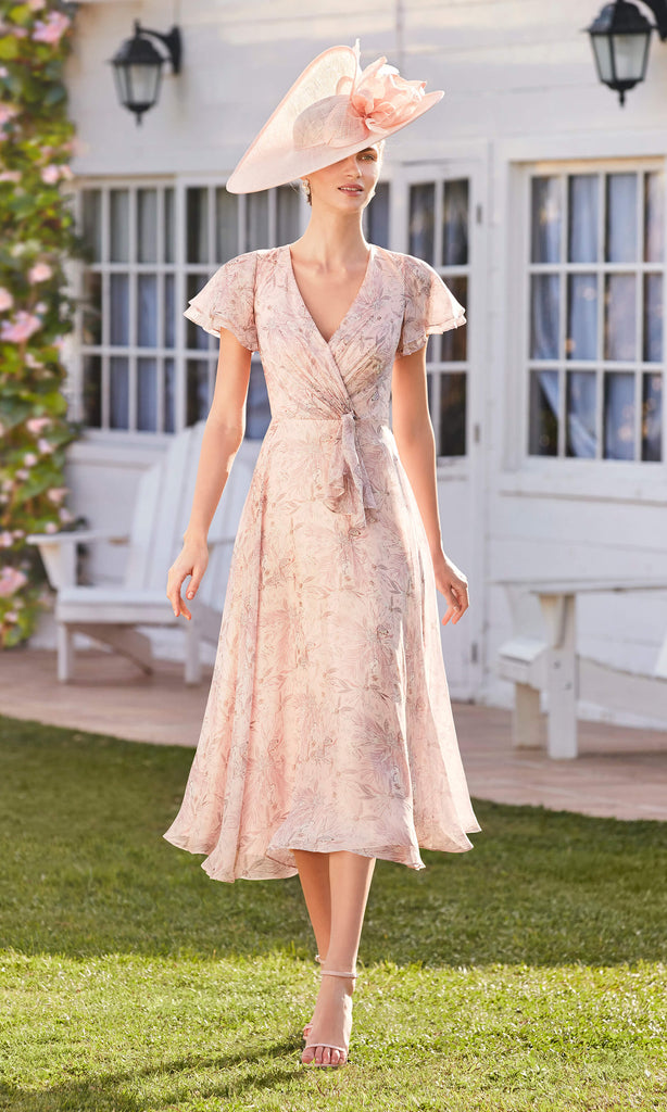 Couture Club 5G108 Shell Pink Floaty Chiffon Occasion Dress - Fab Frocks