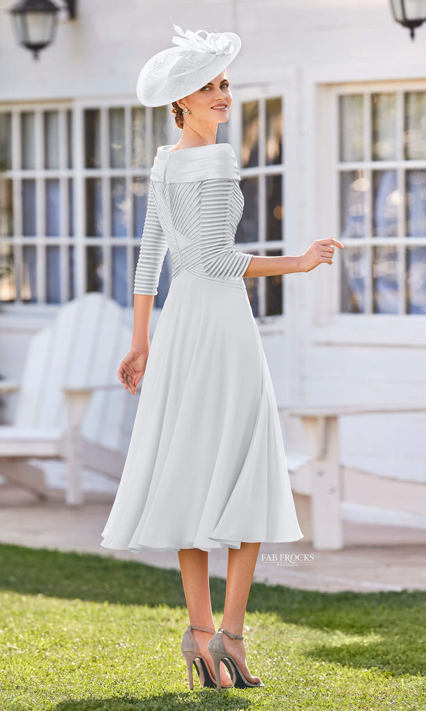 Couture Club 5G114 Silver Grey Ribbed Bodice Chiffon Skirt Occasion Dress - Fab Frocks