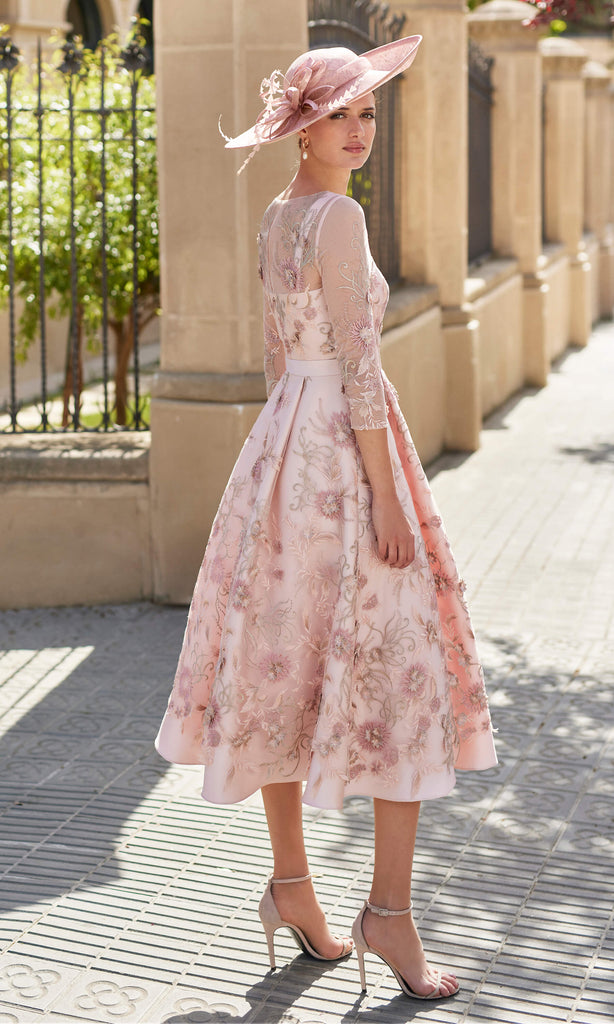Couture Club 5G1F4 Pink Floral A-Line Occasion Dress - Fab Frocks
