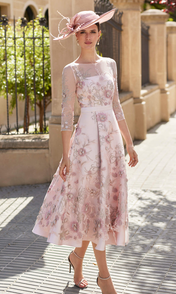 Couture Club 5G1F4 Pink Floral A-Line Occasion Dress - Fab Frocks