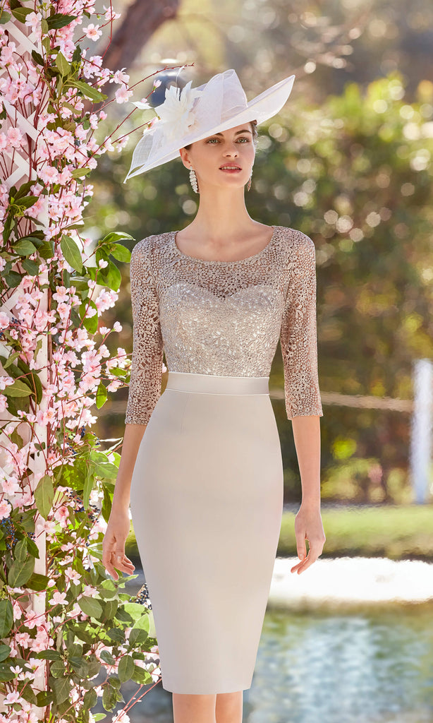 Couture Club 5G252 Taupe Ivory Dress & Frock Coat - Fab Frocks