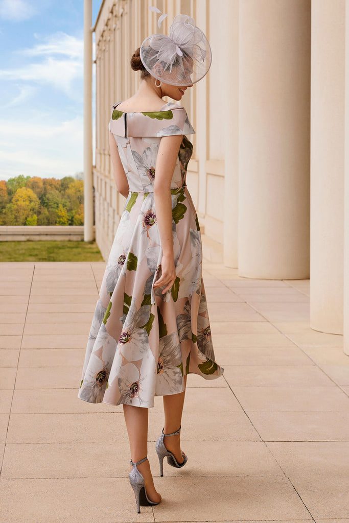 Couture Club 7G166 Soft Pink Floral Midi Occasion Dress - Fab Frocks Boutique