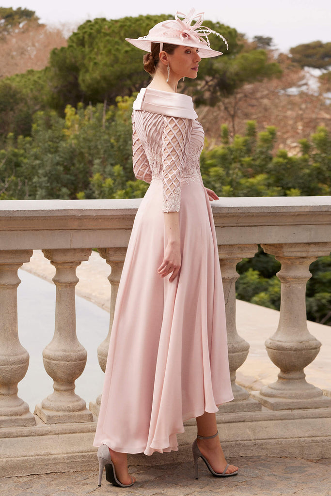 Couture Club 7G184 Pale Rose Pink Midi High-Low Occasion Dress - Fab Frocks Boutique