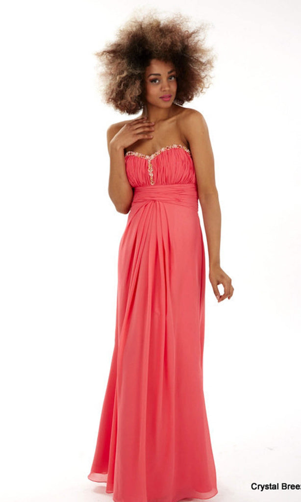 Rosa Watermelon Crystal Breeze Dress With Ruched Bodice - Fab Frocks