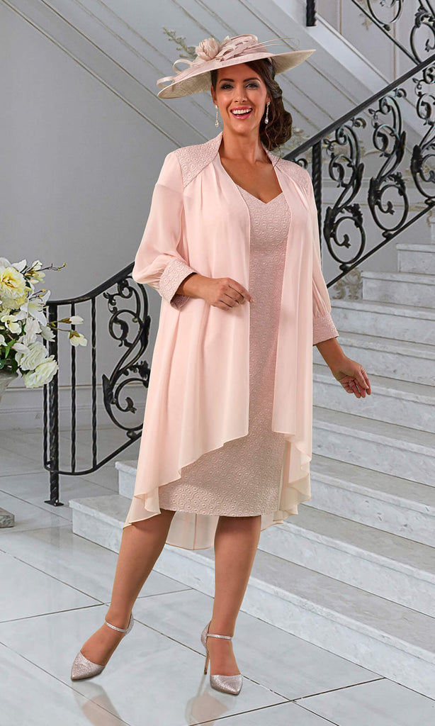 Dressed Up By Veromia DU413 Pink Dress and Chiffon Jacket - Fab Frocks