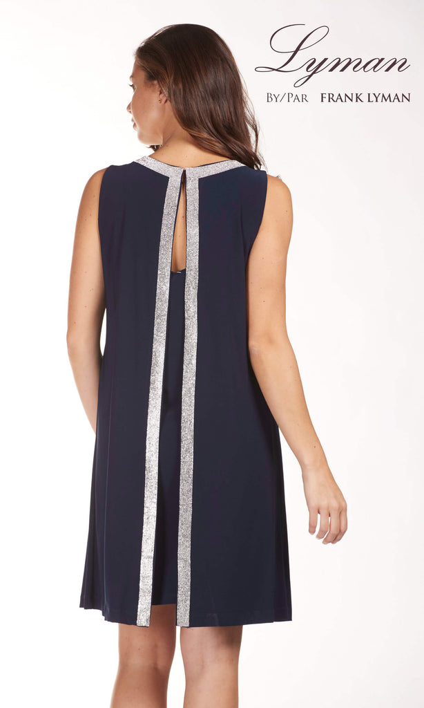 189224 Midnight Frank Lyman Dress With Diamante Detail - Fab Frocks