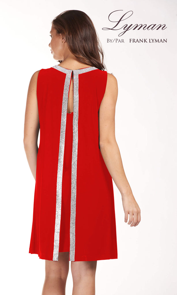 189224 Red Frank Lyman Dress With Diamante Detail - Fab Frocks