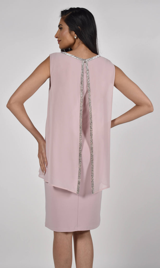 Frank Lyman 222012 Blush Pink Diamante V Neck Dress - Fab Frocks