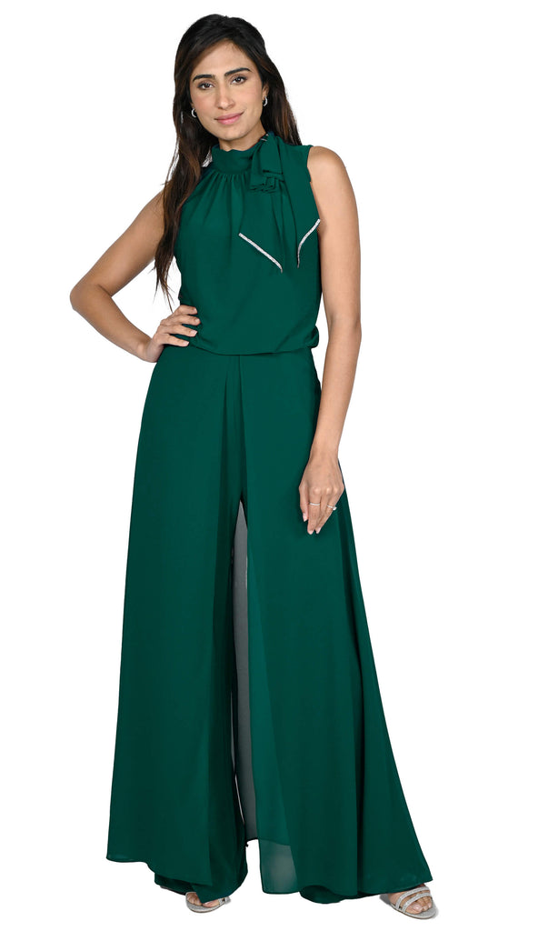 Frank Lyman 229127 Spruce Green Jumpsuit With Chiffon Wrap - Fab Frocks