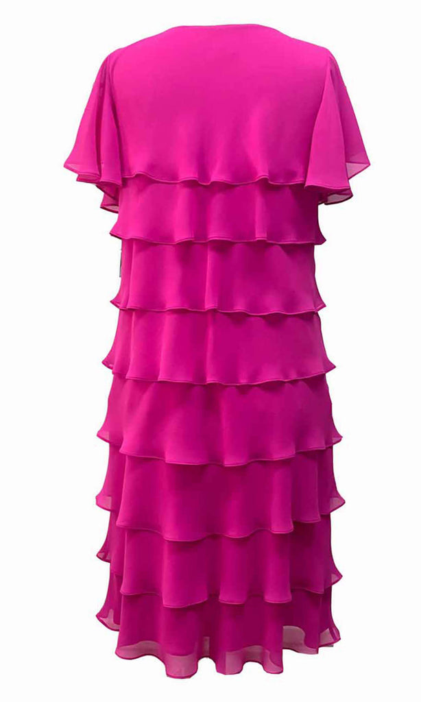 Georgede K11692U Fuchsia Pink Chiffon Layered Occasion Dress - Fab Frocks
