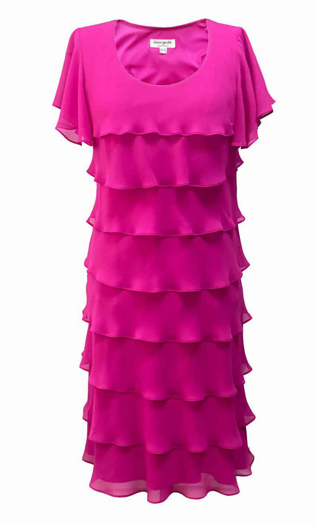 Georgede K11692U Fuchsia Pink Chiffon Layered Occasion Dress - Fab Frocks