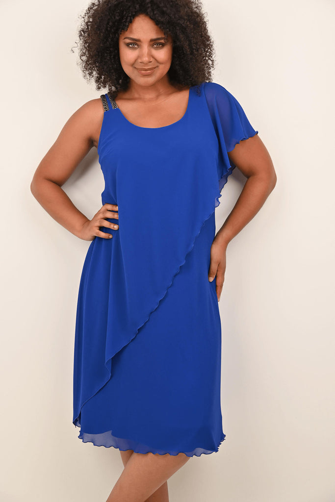 Georgede K12949U Annecy Royal Blue Chiffon Occasion Dress - Fab Frocks Boutique