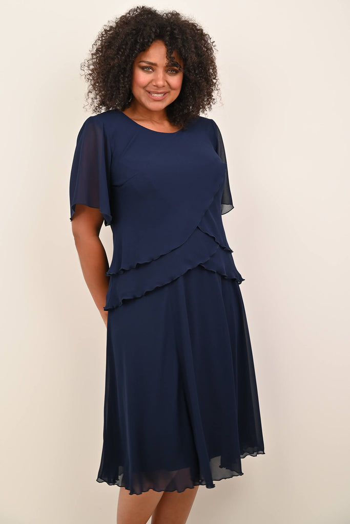 Georgede K72955U Inna Navy Blue Chiffon 2-Piece Skirt & Top - Fab Frocks Boutique