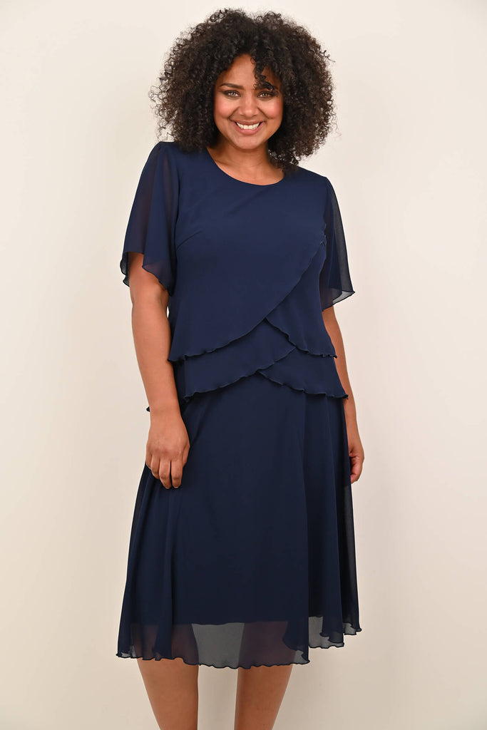 Georgede K72955U Inna Navy Blue Chiffon 2-Piece Skirt & Top - Fab Frocks Boutique