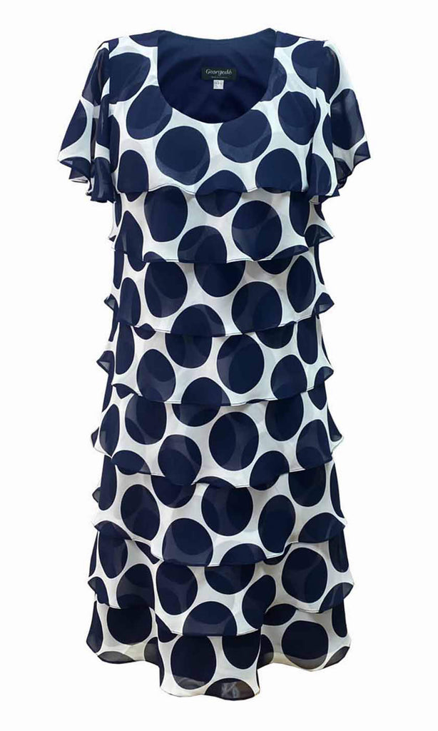 Georgede Monaco K11692 Navy Circle Layered Occasion Dress - Fab Frocks