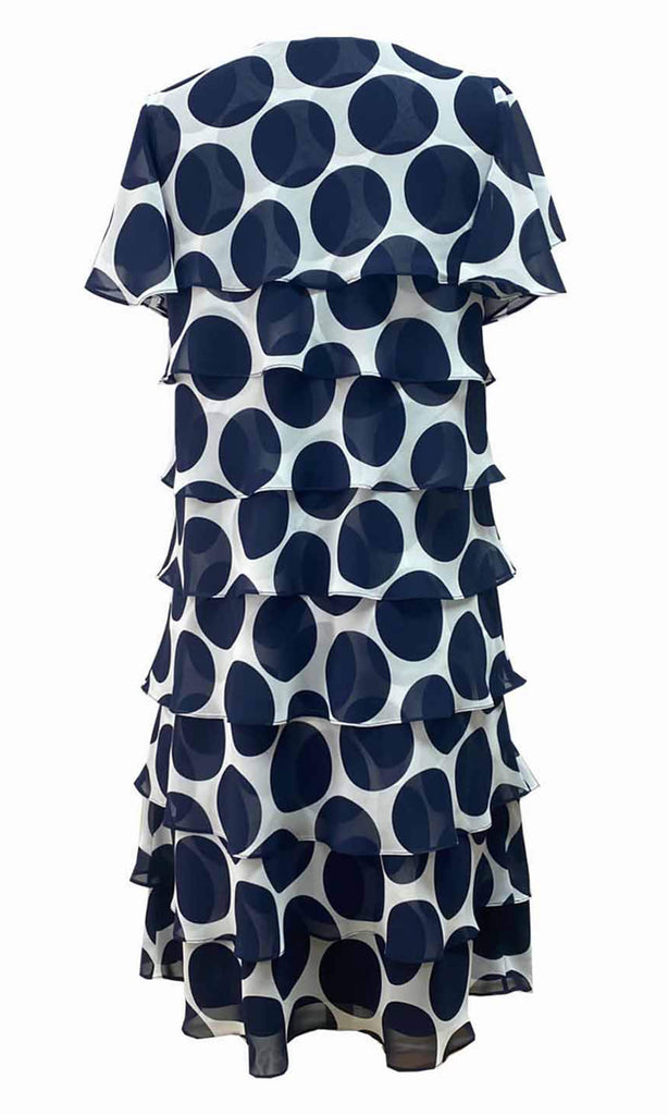 Georgede Monaco K11692 Navy Circle Layered Occasion Dress - Fab Frocks