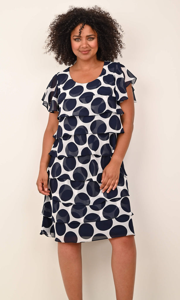 Georgede Monaco K11692 Navy Circle Layered Occasion Dress - Fab Frocks
