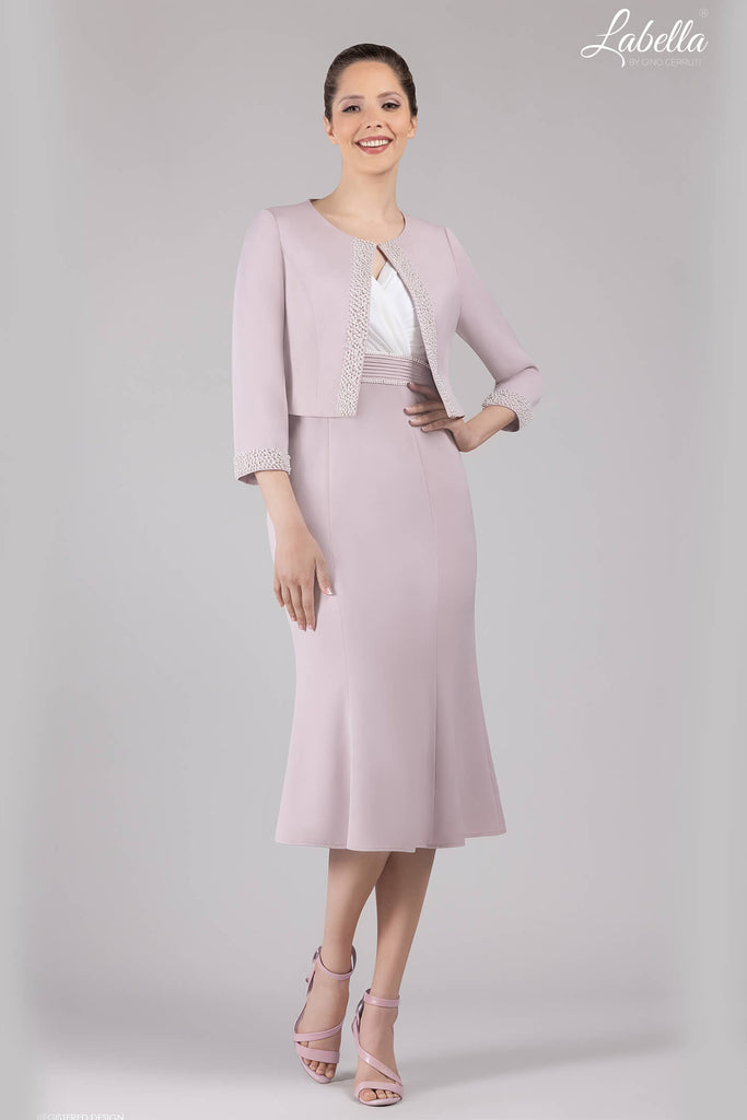 Gino Cerruti Labella 3131H Light Old Rose Dress & Bolero - Fab Frocks Boutique