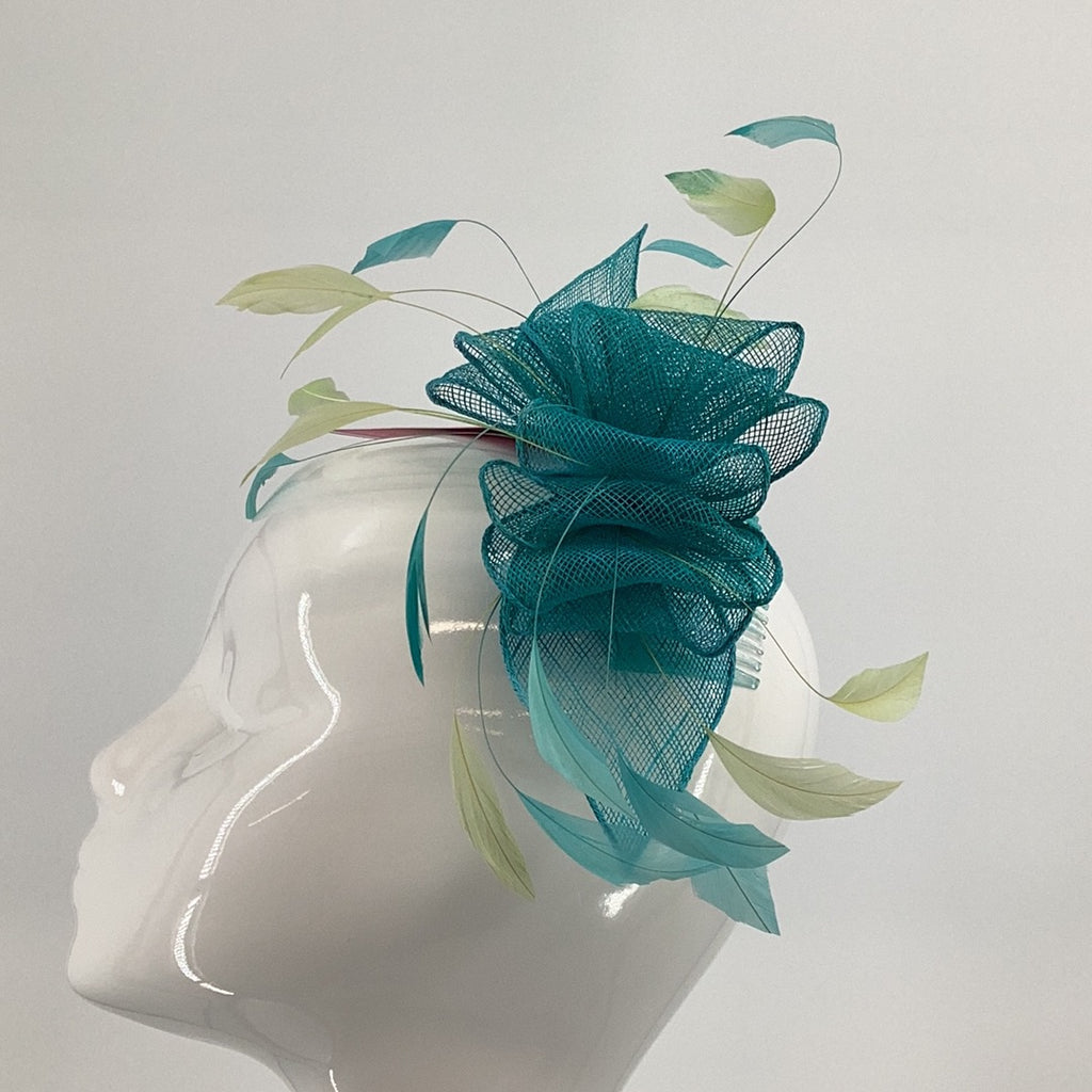 Open Lily Turquoise Fascinator - Fab Frocks