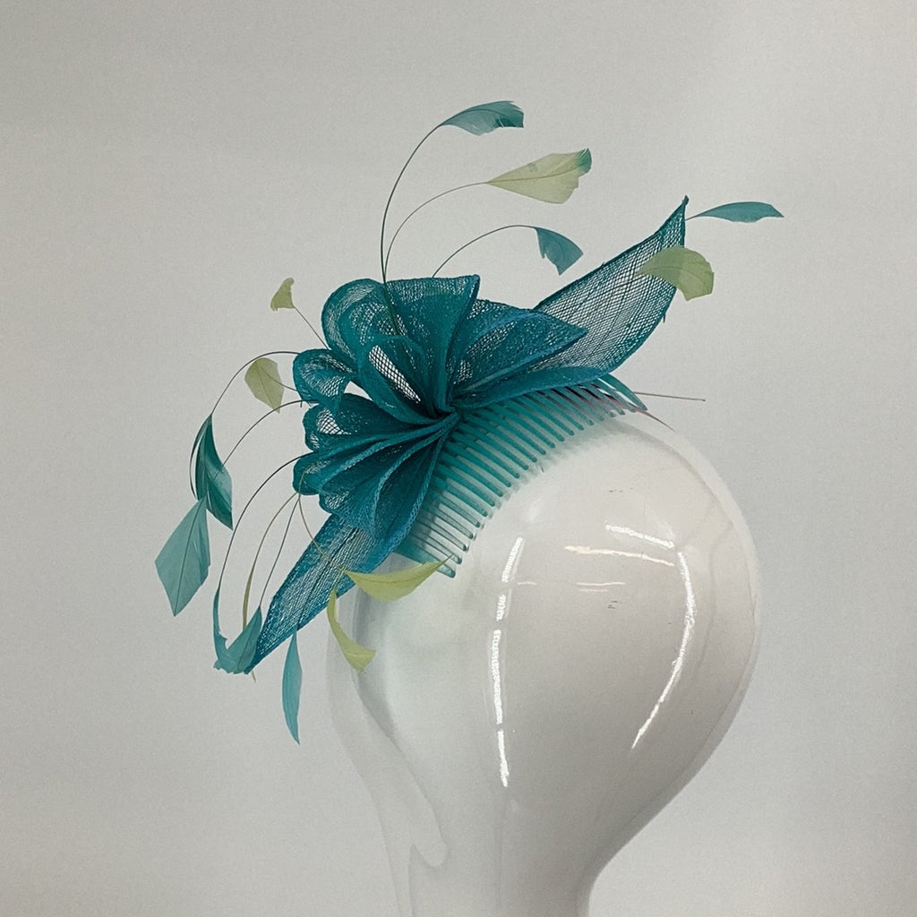 Open Lily Turquoise Fascinator - Fab Frocks