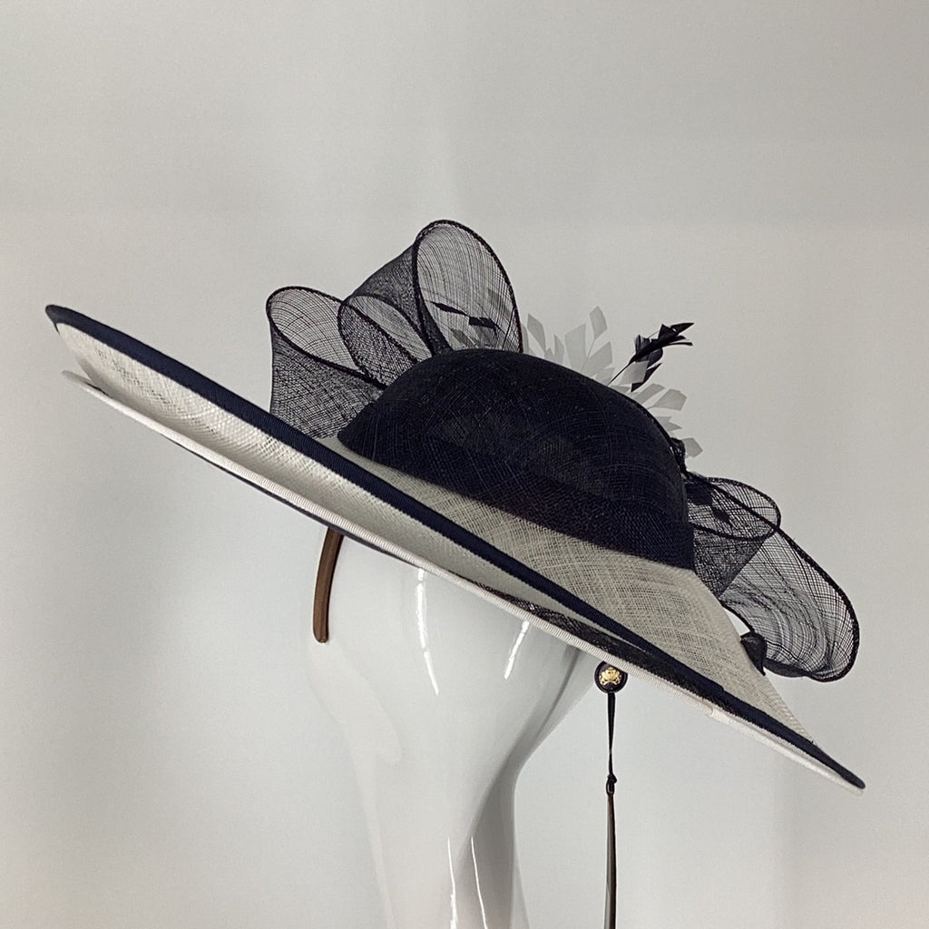 Failsworth 9704 Midnight Blue & White Hat (21) - Fab Frocks