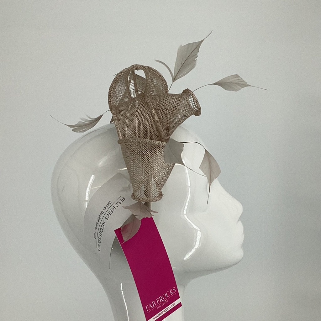 BL5022 Almond Fischer's Accessories Fascinator (9) - Fab Frocks