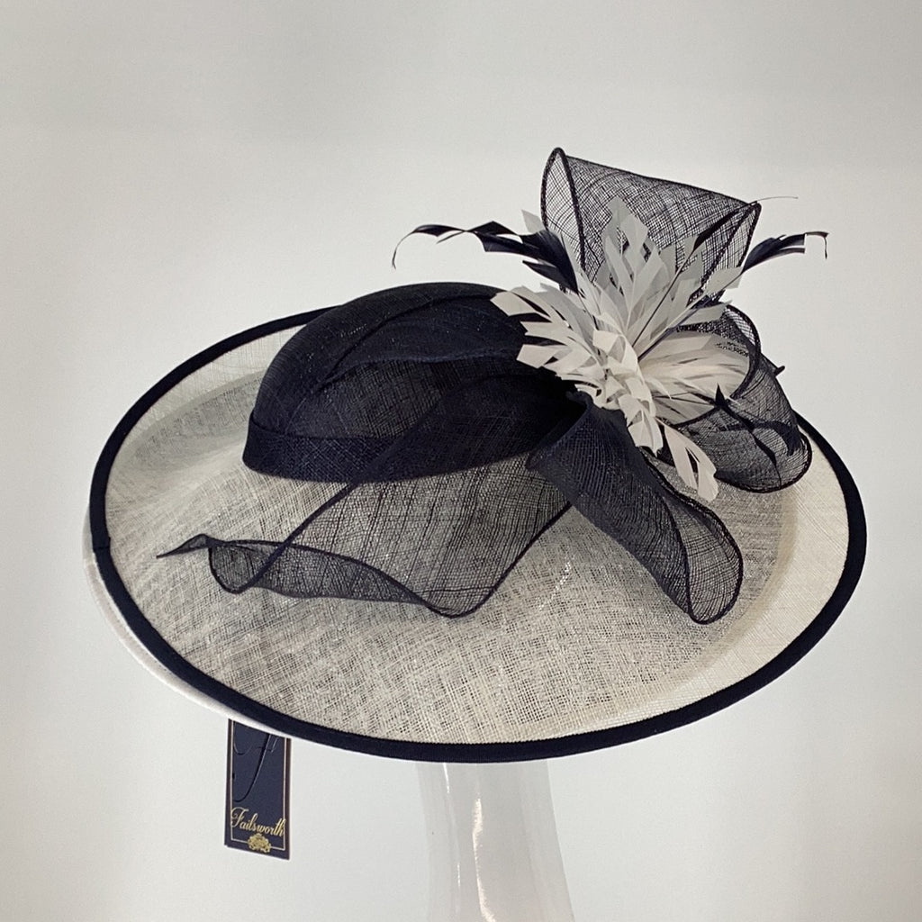 Failsworth 9704 Midnight Blue & White Hat (21) - Fab Frocks